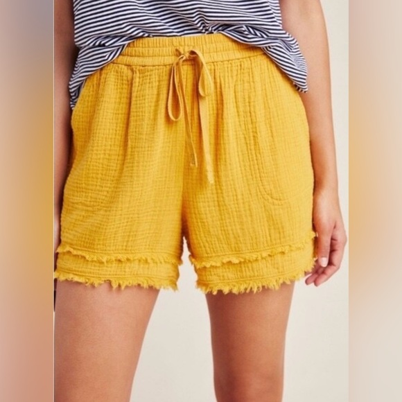 Saturday Sunday by Anthropologie “Marie” Crinkle Gauze Shorts in Harvest Gold - Picture 11 of 14